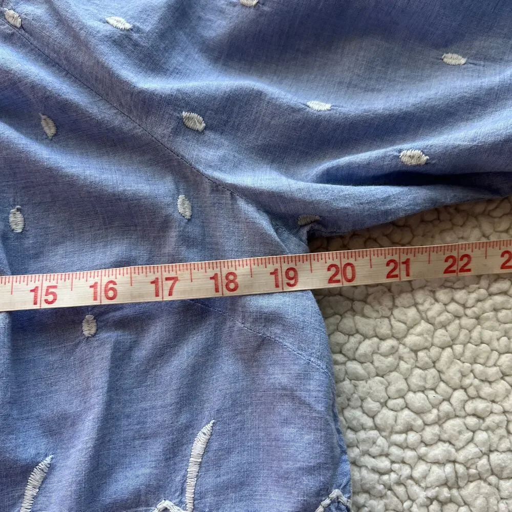 Talbots Light Blue Off Shoulder Embroidered Eyelet Top Medium - Picture 8 of 9